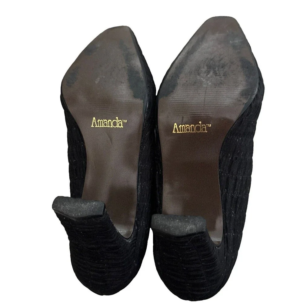 Amanda Block Heels Pumps 7 M Black Shoes.
